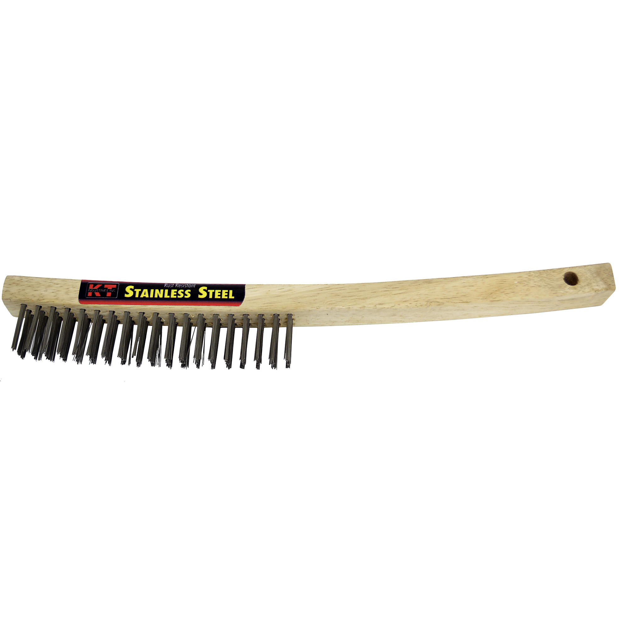 K-T Industries Bent Handle Brush — 6in. Brush Length, 13-11/16in. Overall Length, Stainless Steel, Model# 5-2225S